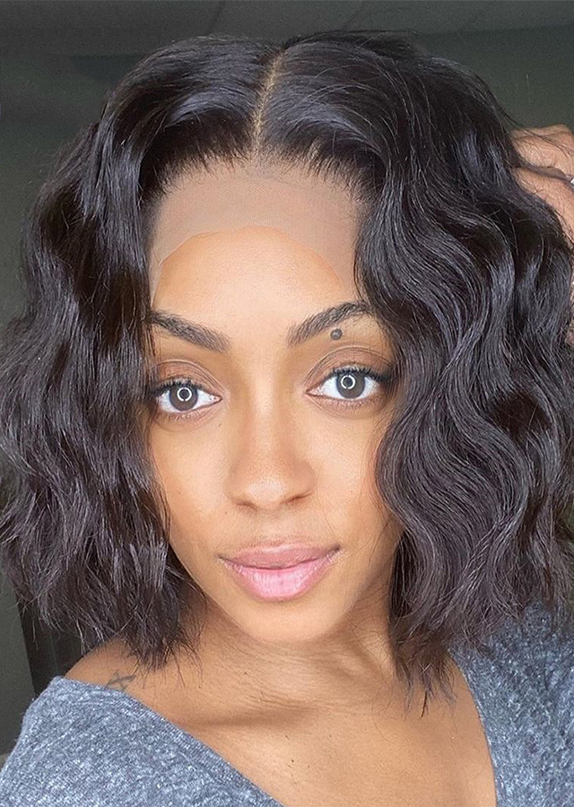 Silk Base Lace Front Wig Natural Wave Bob Virgin Human Hair Wig