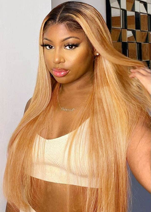 18inch Full Lace Wig Ombre 1B/22 Malaysian Straight Glueless Full Lace Human Hair Wigs