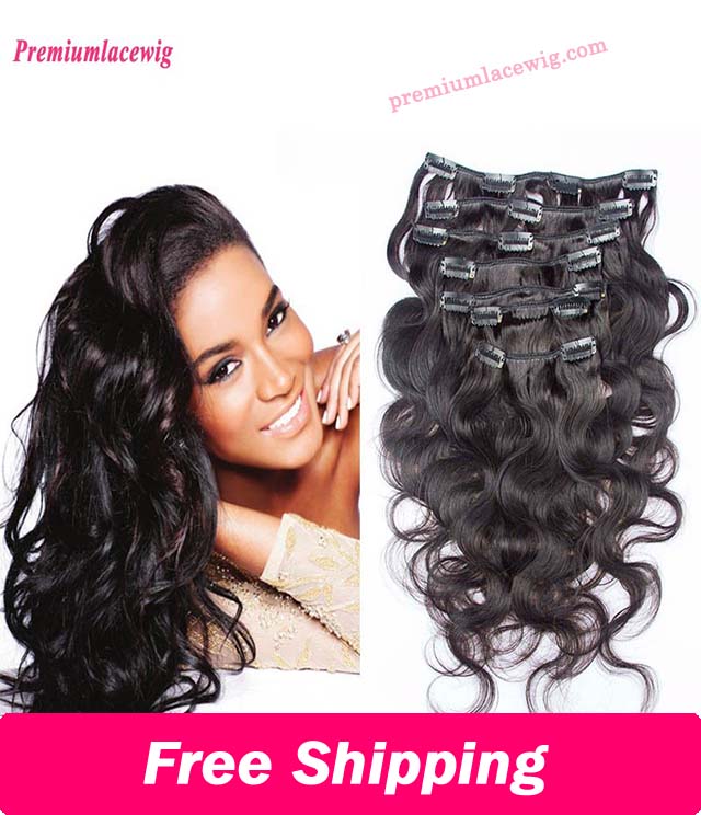 14 inch Body Wave Malaysian Hair Clip Hair Human Hair Bundles