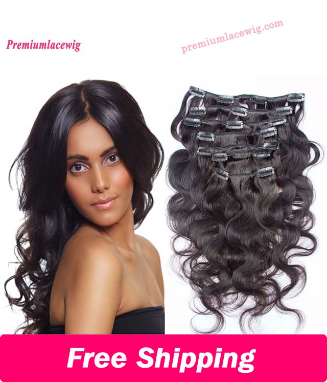 14 inch Body Wave Peruvian Hair Clip Hair Human Hair Bundles