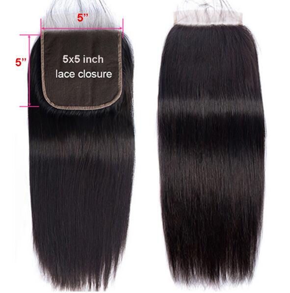 5x5 Lace Closure Straight Brazilian Human Hair Closure