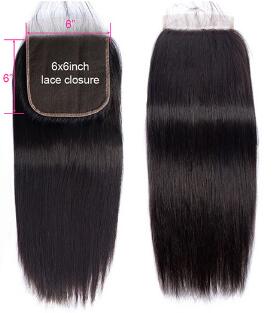 6x6 Lace Closure Brazilian Human Hair Straight Closure 14inch