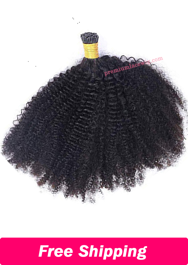Afro Kinky Curly I Tip Microlinks Stick Hair Extension 100% Human Hair Brazilian Raw Virgin For Black Women