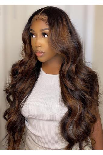 Highlights 1B/30 Body Wave 360 Lace Wig Malaysian Virgin Human Hair Wigs For Black Women