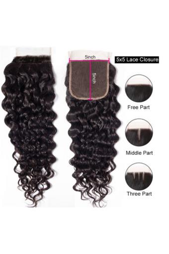 Lace Closure Brazilian Human Hair Water Wave 5X5 Lace Closure