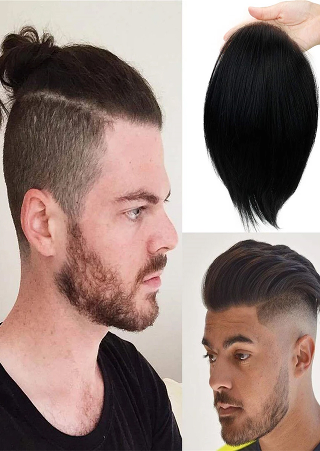 Man toupee French Lace with thin skin around mono inside