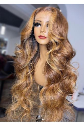 Piano 30/27 Color 360 Lace Frontal Wigs Honey Blonde Body Wave Lace Front Wigs Pre-Plucked Highlight Wigs 