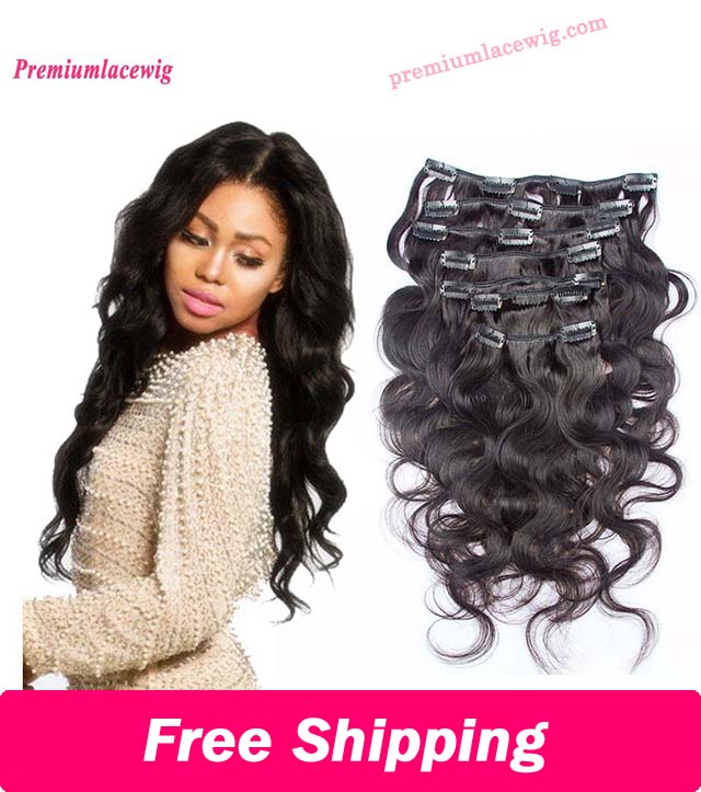 14 inch Body Wave Brazilian Hair Clip Hair Human Hair Bundles