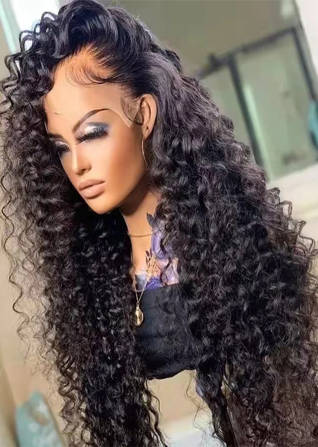 30inch Deep Curly 360 Lace Human Hair Wigs Plucked Brazilian Virgin Hair