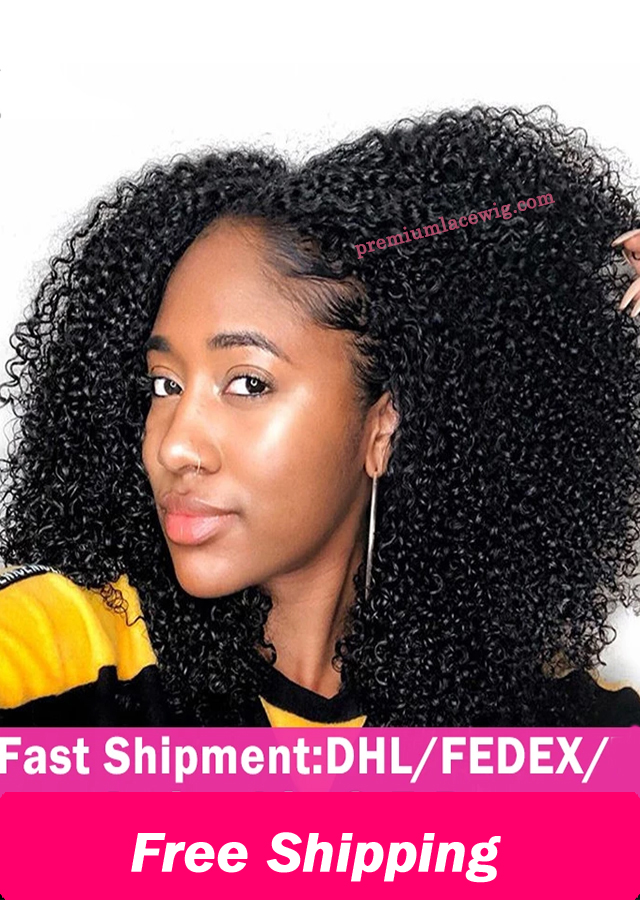 3B 3C Kinky Curly Clip In Human Hair Extensions Full Head Sets 100% Human Natural Black Hair Clip Ins