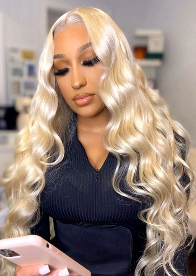 24inch 613 Blonde 13x6 Lace Front Wig Brazilian Loose Wave Pre Plucked Lace Frontal Human Hair Wigs Remy Transparent Lac