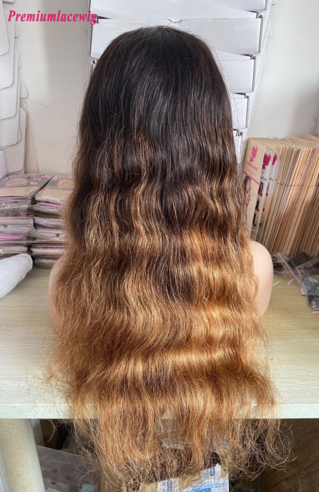 HD Lace 24inch Body Wave Ombre 1B/4/27 13x4 Lace Front Wig 150 Density