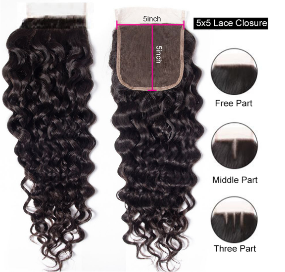 Lace Closure Brazilian Human Hair Water Wave 5X5 Lace Closure