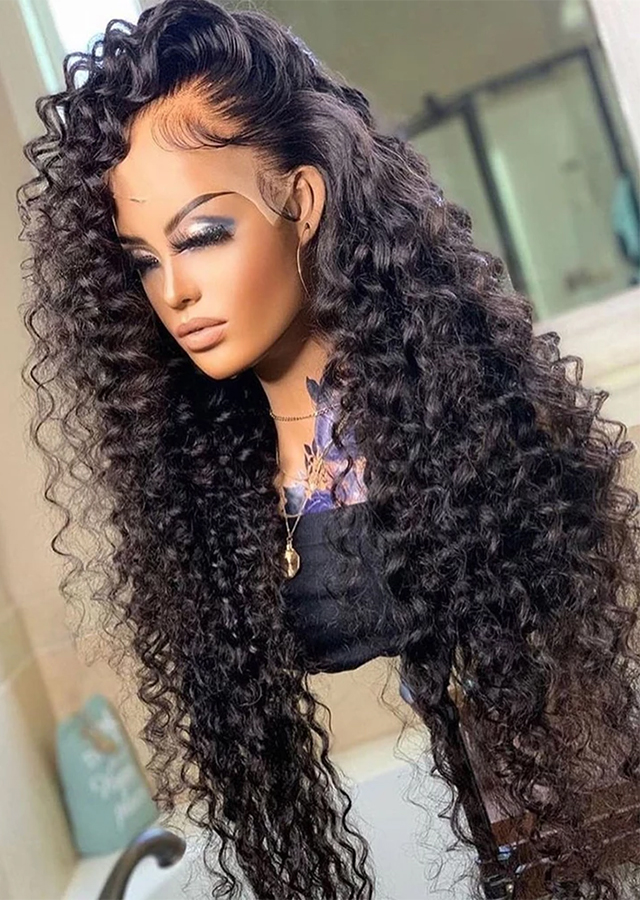 Deep Curly 360 Lace Wig Human Hair For Women Brazilian PrePlucked Curly Human Hair Wig