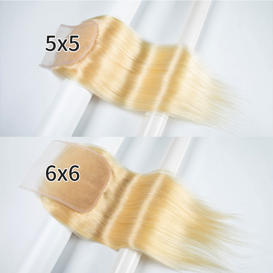 5x5 Straight Lace Closure Malaysian Virgin Hair Blonde 613 Lace Closure