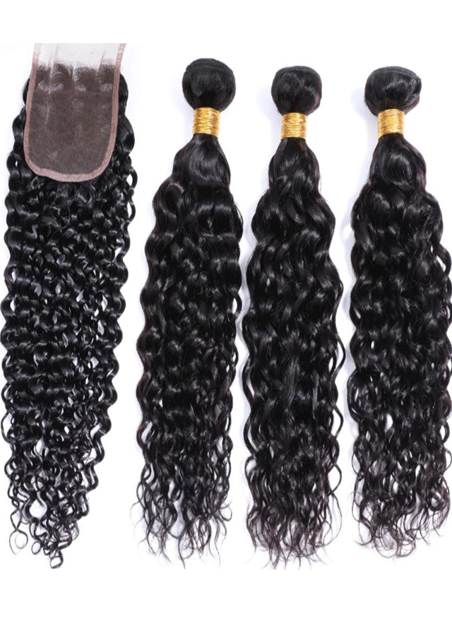 Water Wave Bundles With Closure Brazilian Hair Weave 3Bundles With Closure 4x4 Lace Closure Human Hair 