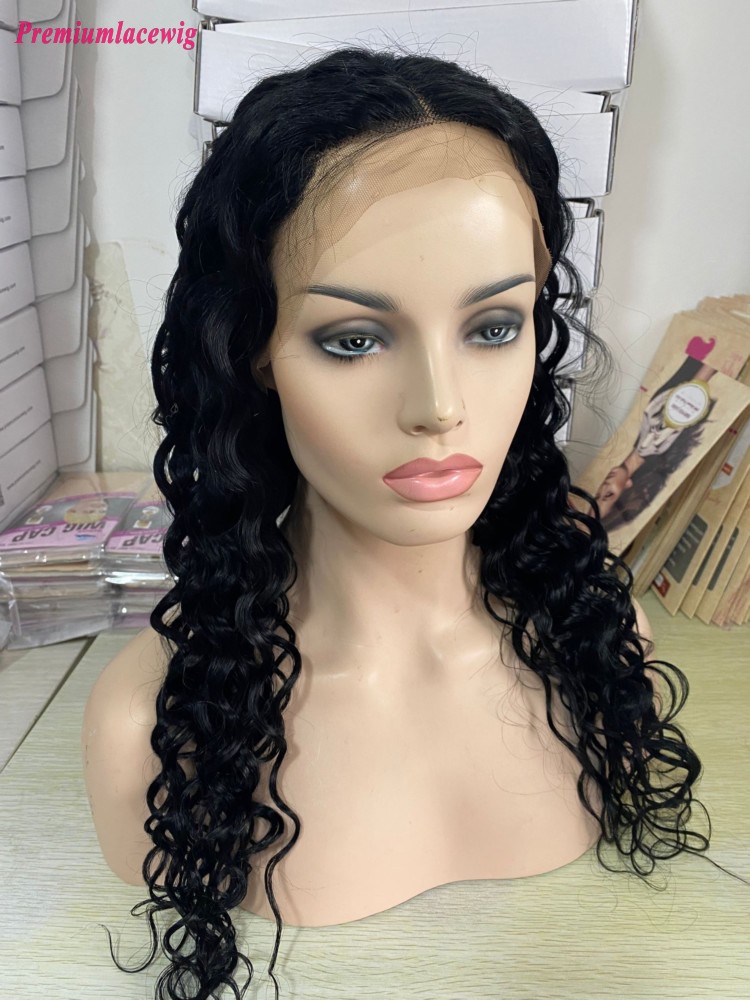 24inch Color 1 Loose Wave T part Virgin Human Hair Wig