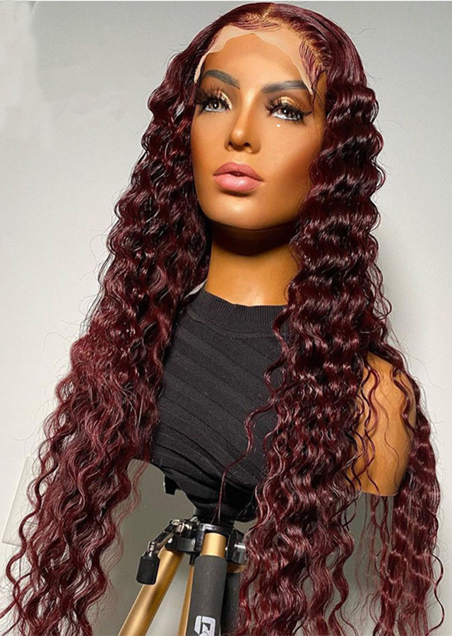 Burgundy Color Loose Wave 99J 360 Lace Wig With Baby Hair For Women 24inch