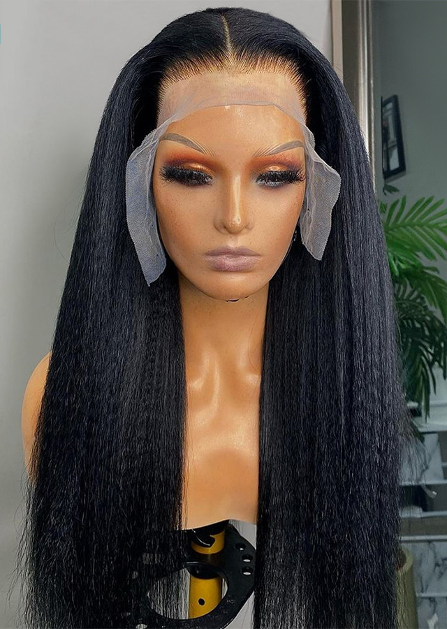 Italian Yaki 360 Lace Wig Human Hair Yaki Human Hair Wig 24inch