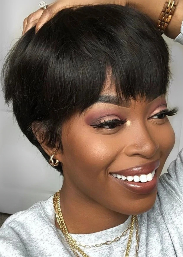 Full Lace Wig Short Bob Wig Pixie Cut Wig Straight Human Hair Wigs For Women Pre plucked