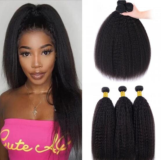 Peruvian Kinky Straight Hair Bundles 3 Bundles 10-30 Inch Human Hair Extensions Remy Hair Yaki straight Bundles