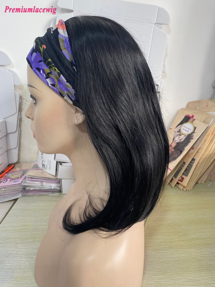 14inch Straight Women Headband Wig Human Hair Straight Glueless For Black Women