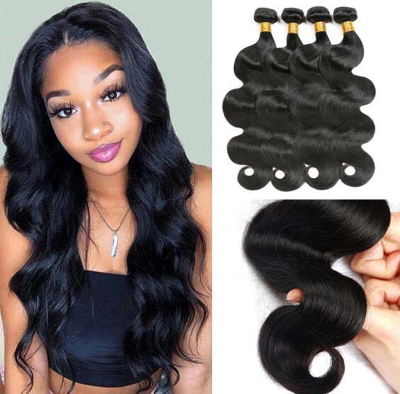 Body Wave Human Hair Bundles 10-30 Inch Natural Black Color 4 PCS Indian Remy Hair Extensions