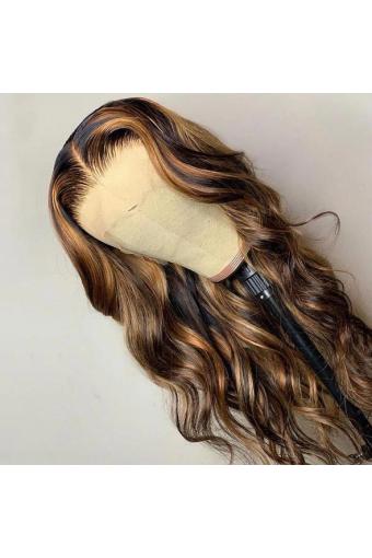 Piano Ombre Honey Brown Body Wave Lace Ombre Root Color 1B with Piano Highlight Color 4 27