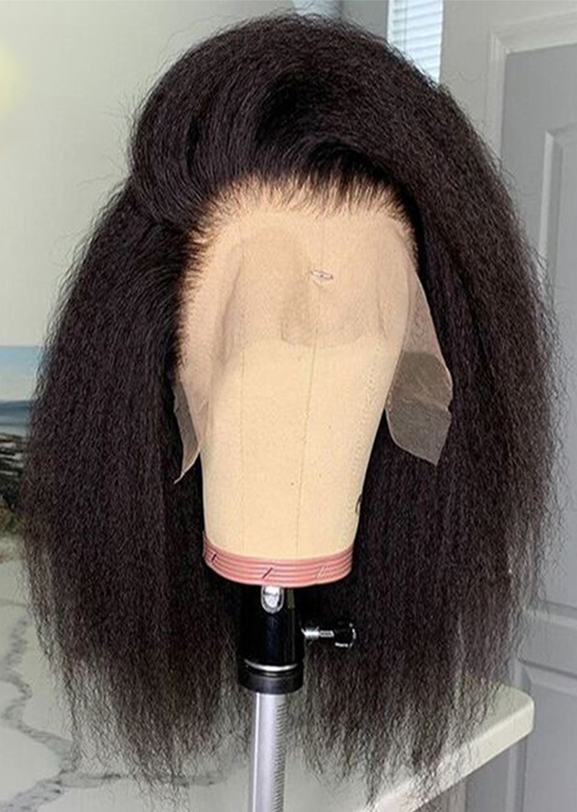 Kinky Straight 360 Lace Front Wig For Women With Baby hair Natural Hairline 