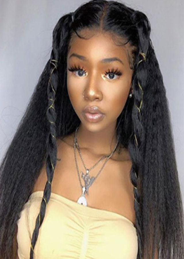 kinky straight 360 lace wig human hair wig