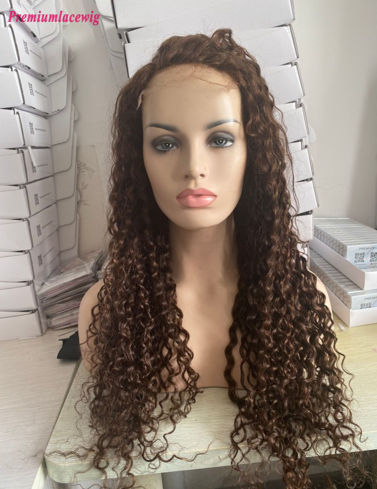 26inch Loose Curly Color 4 180 Density HD 5x5 Lace Wig Transparent Lace 