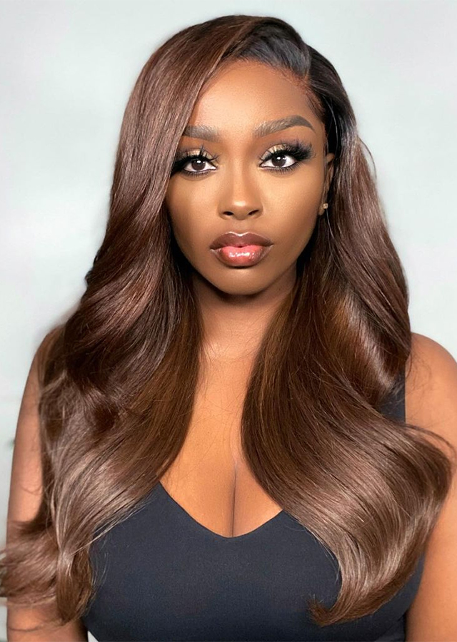 Brown Glueless Frontal Body Wave Glueless Full Lace Human Hair Wig Brazilian Remy Loose Ombre 1B 2 Ginger Ombre