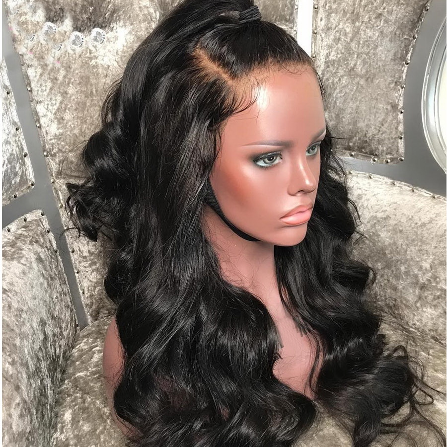 Long Body Wave Human Hair Wigs 250% Density Natural Lace Wig With Pre Plucked Natural Hairline