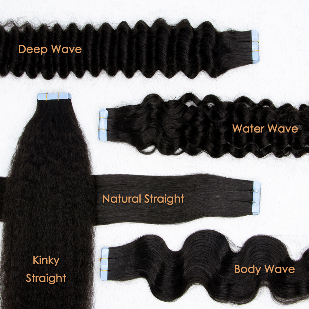 Kinky Straight Tape In Human Hair Extensions For Black Women 100% Human Hair Adhesive Invisible Brazilian Natural Black
