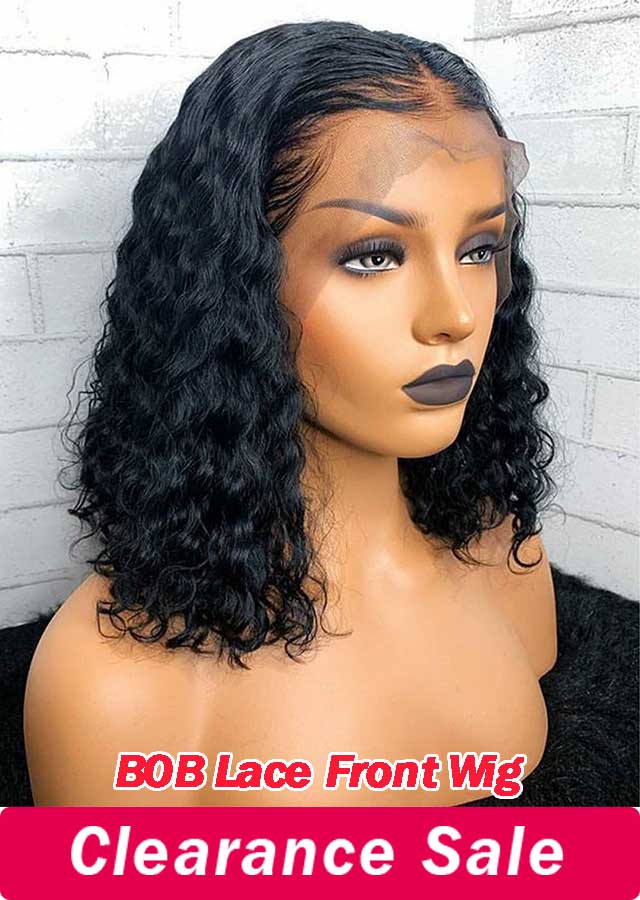 Clearance Sale!BOB 13x6 Lace Front Wig Deep Curly Brazilian Virgin Hair 10inch