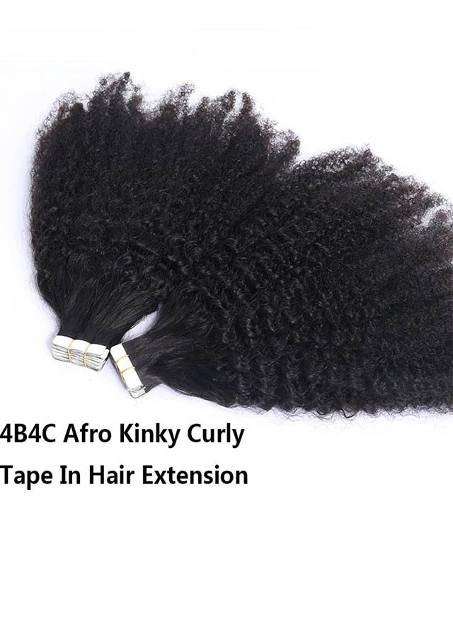Afro Kinky Curly Tape In Human Hair Extensions For Black Women 4b4c Coily Skin Weft Adhesive Invisible Brazilian Tape In