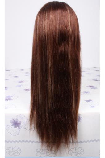 20inch color4 highlight#27 Peruvian hair straight lace front wig
