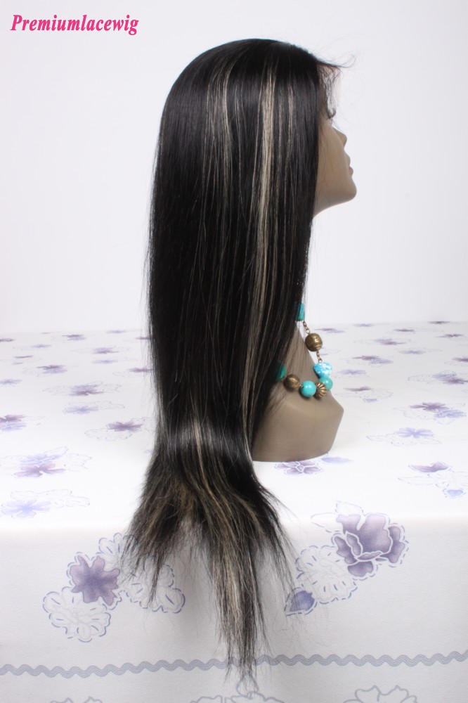 20inch color1 highlight#613 Brazilian hair straight lace front wig
