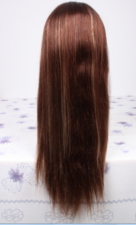 20inch color4 highlight#27 Peruvian hair straight lace front wig