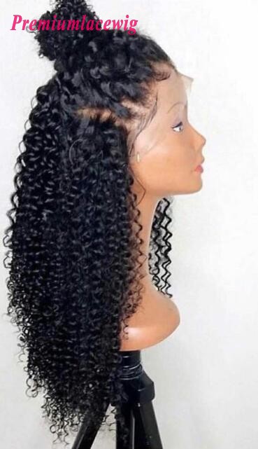 Afro Curly 20inch 150% Density Brazilian Virgin Hair Lace Front Wig