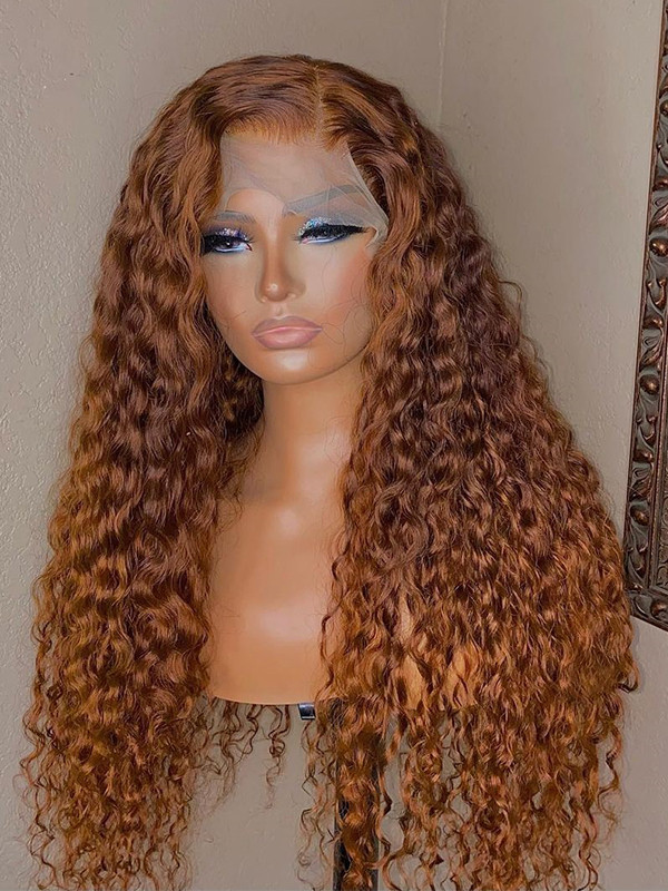 Color 30 HD Lace Wig Deep Curly 24inch 180 Density Human Hair Wig Front Lace Wig
