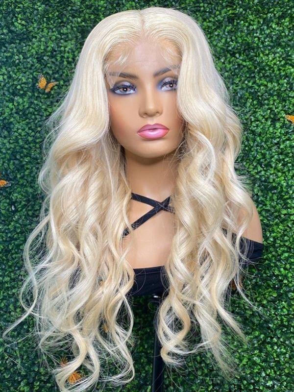 24inch 613 Blonde 13x6 Lace Front Wig Brazilian Deep Wave Pre Plucked Lace Frontal Human Hair Wigs Remy Transparent Lace