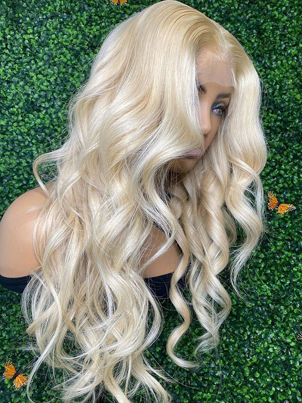 24inch 613 Blonde 13x6 Lace Front Wig Brazilian Deep Wave Pre Plucked Lace Frontal Human Hair Wigs Remy Transparent Lace
