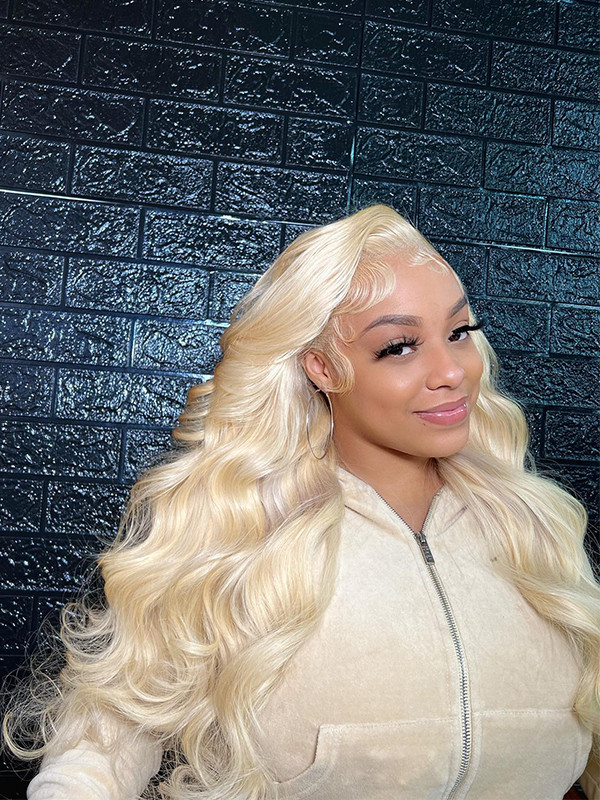 24inch 613 Blonde 13x6 Lace Front Wig Brazilian Deep Wave Pre Plucked Lace Frontal Human Hair Wigs Remy Transparent Lace