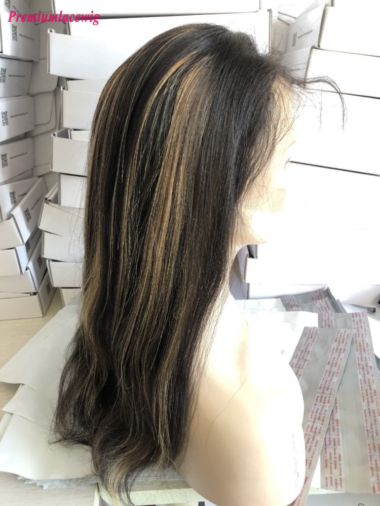 16inch Piano Color 1B Highlight 30 Light Yaki 13x4 Lace Front Wig