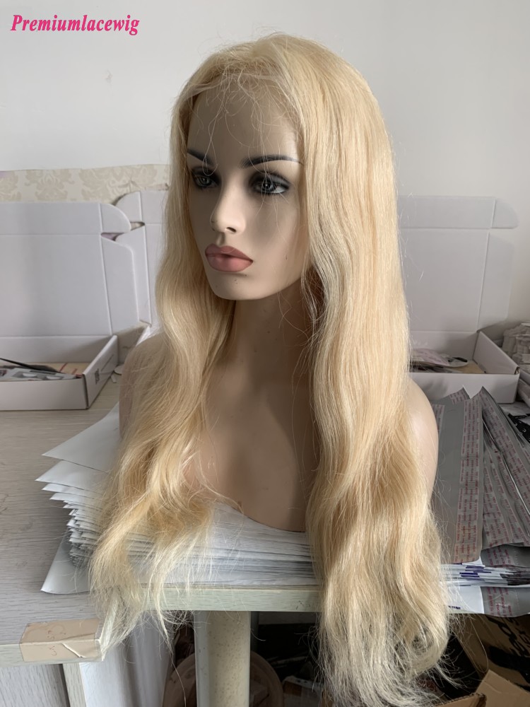 22inch Blonde Color 613 Natural Straight T Part Lace Wig