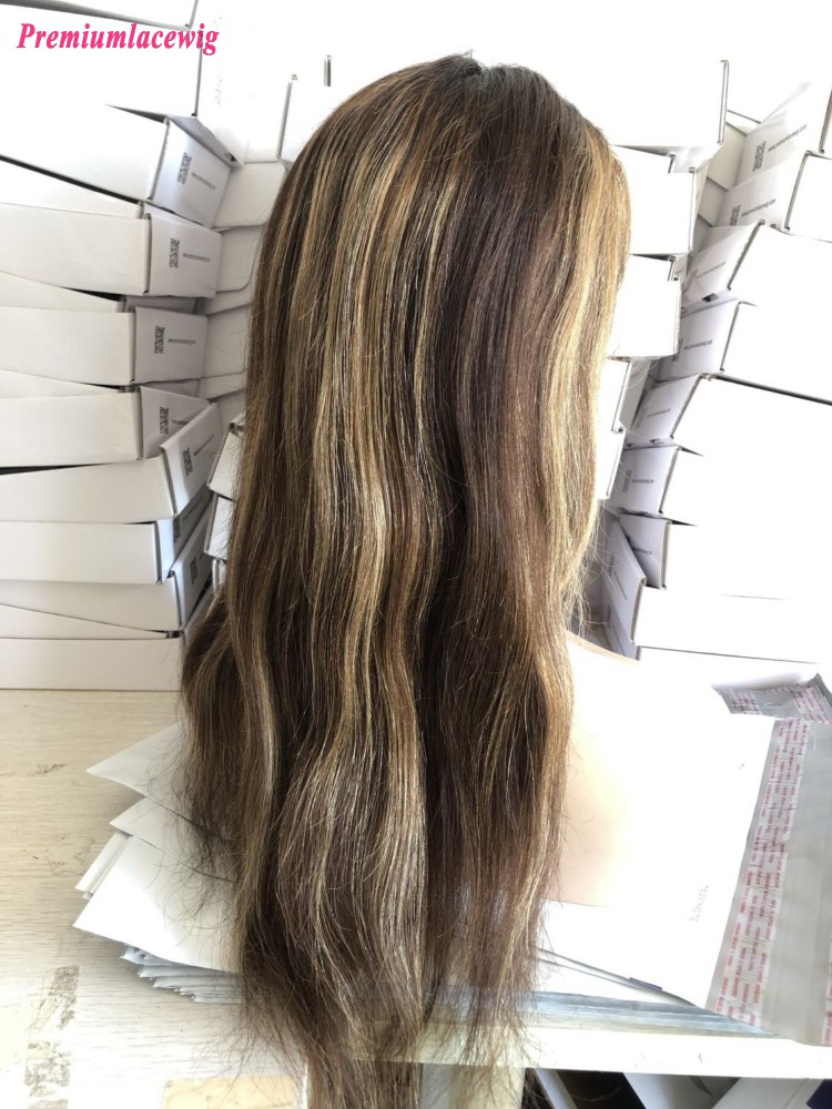 Glueless Full Lace Wig 18inch Piano Color 2 with Highlight 27 Light Yaki