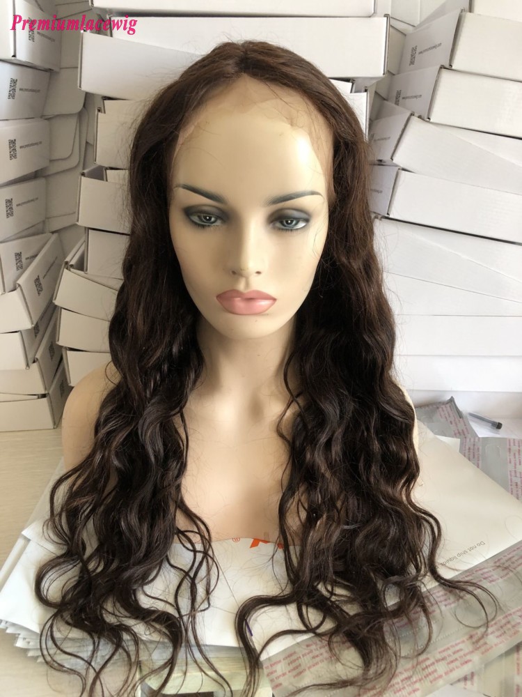 Natural Wave 24inch T Part Lace Wig Color 2 Dark Brown Human Hair Wig