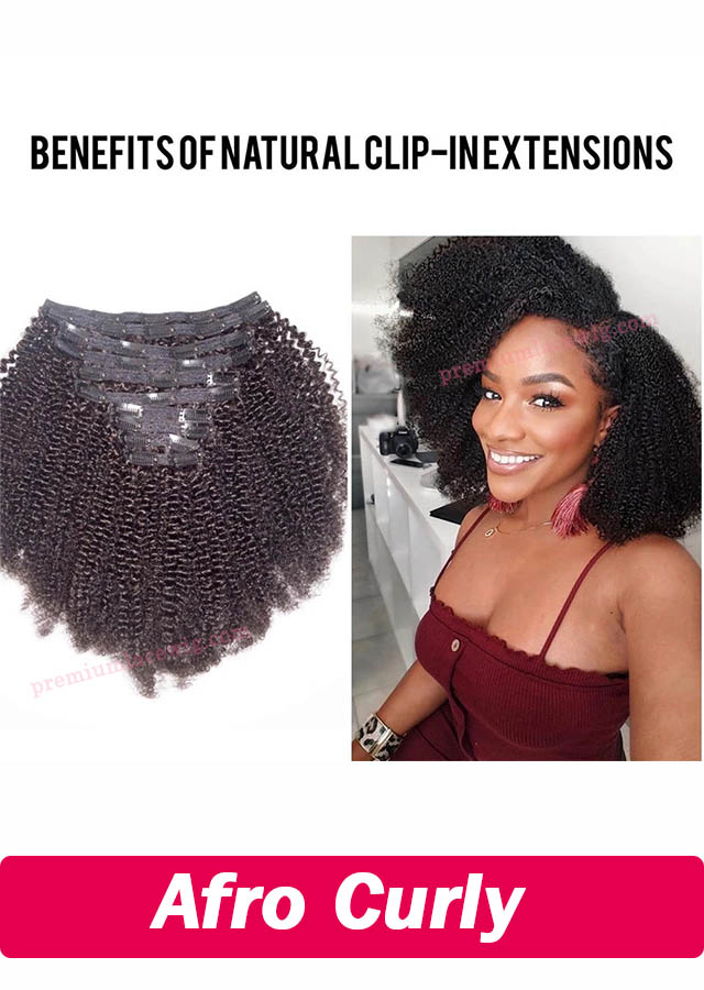 3B 3C Kinky Curly Clip In Human Hair Extensions Full Head Sets 100% Human Natural Black Hair Clip Ins