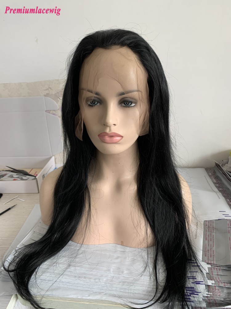 22inch Color 1 Jet Black Straight 13x6 Lace Front Wig